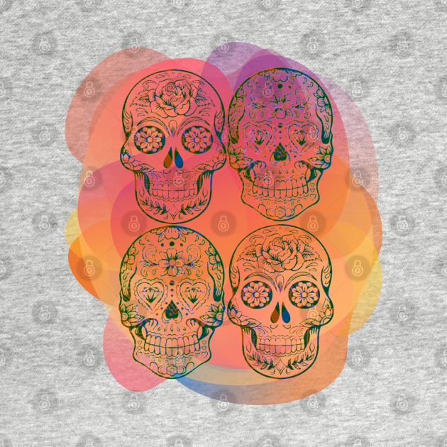 Colorful Day of the Dead Skulls by Mazzlo Shop